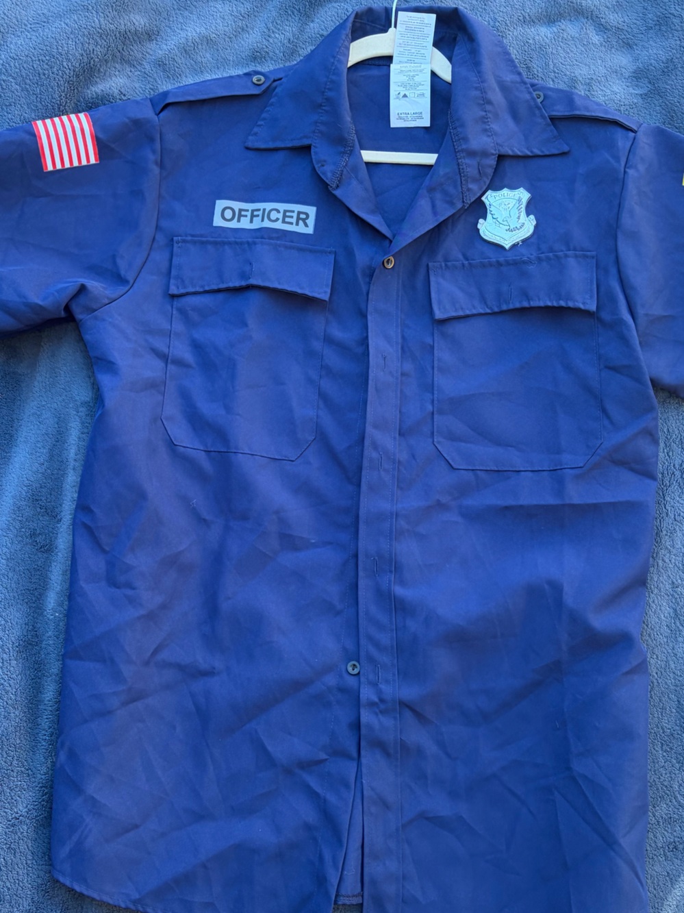 Officer Patch Blue Short-Sleeve Uniform Shirt Cosplay/ Halloween